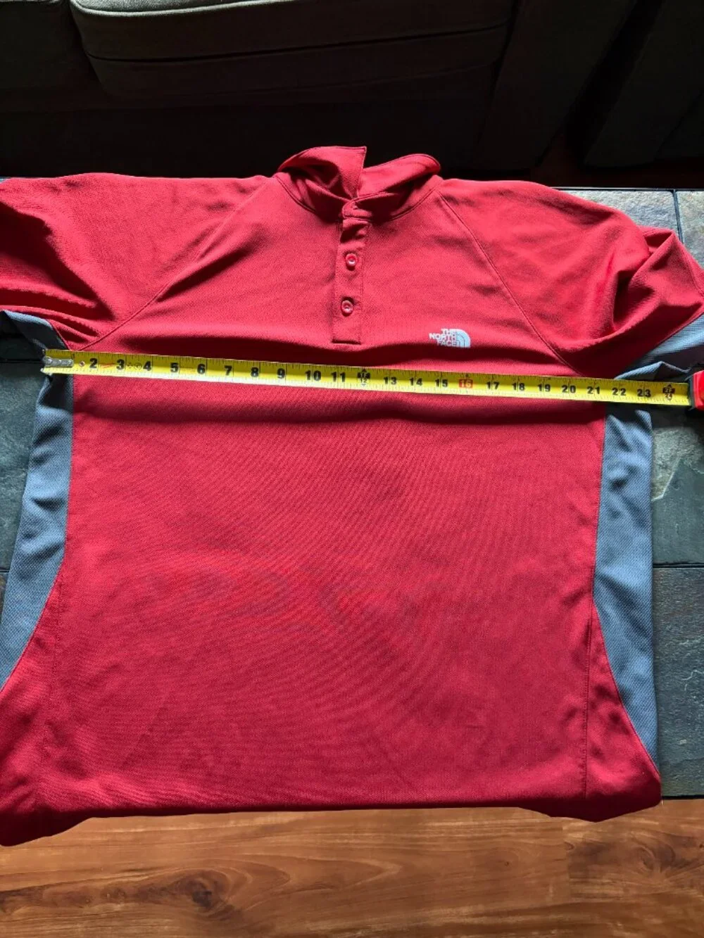 The North Face VaporWick colorblock athletic polo shirt brick red men's XL